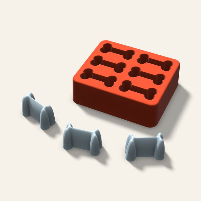 Dog Bone Ice Mold, 1.5 Inch, 6 Cavity, 3D render
