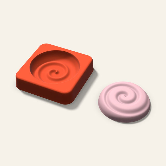 Swirl Soap Mold, 2 Inch, 3D render