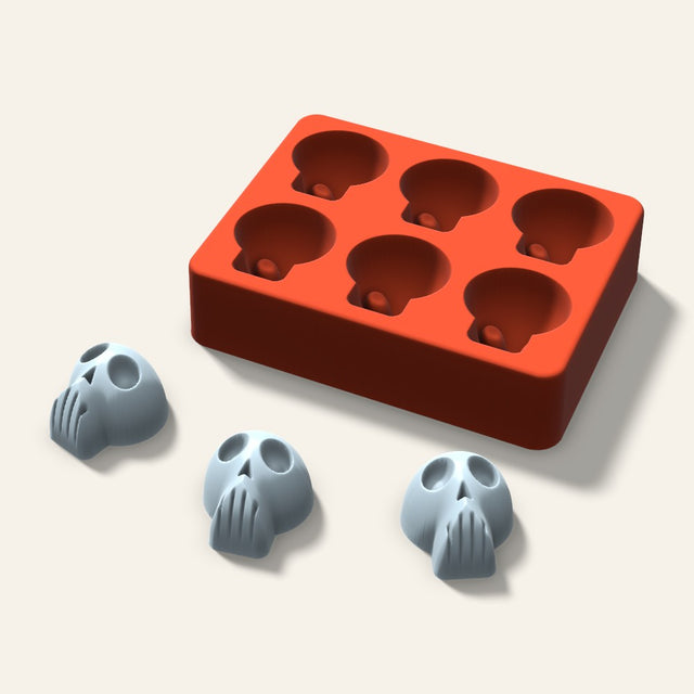 Skull Ice Mold, 1.5 Inch, 6 Cavity, 3D render
