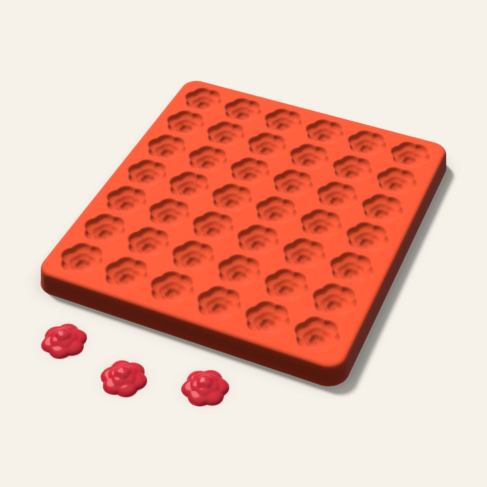 Rosette Candy Mold, 0.75 Inch, 42 Cavity, 3D render