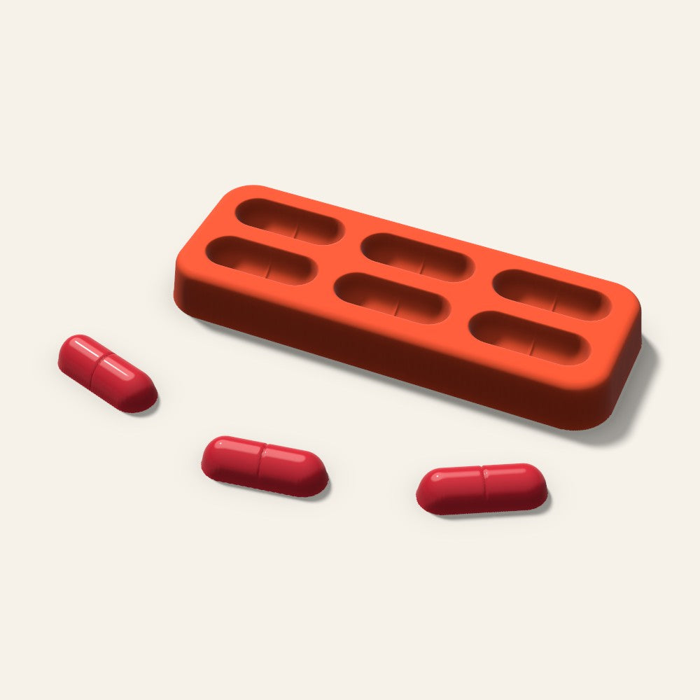 Capsule Candy Mold, 1 Inch, 6 Cavity, 3D render