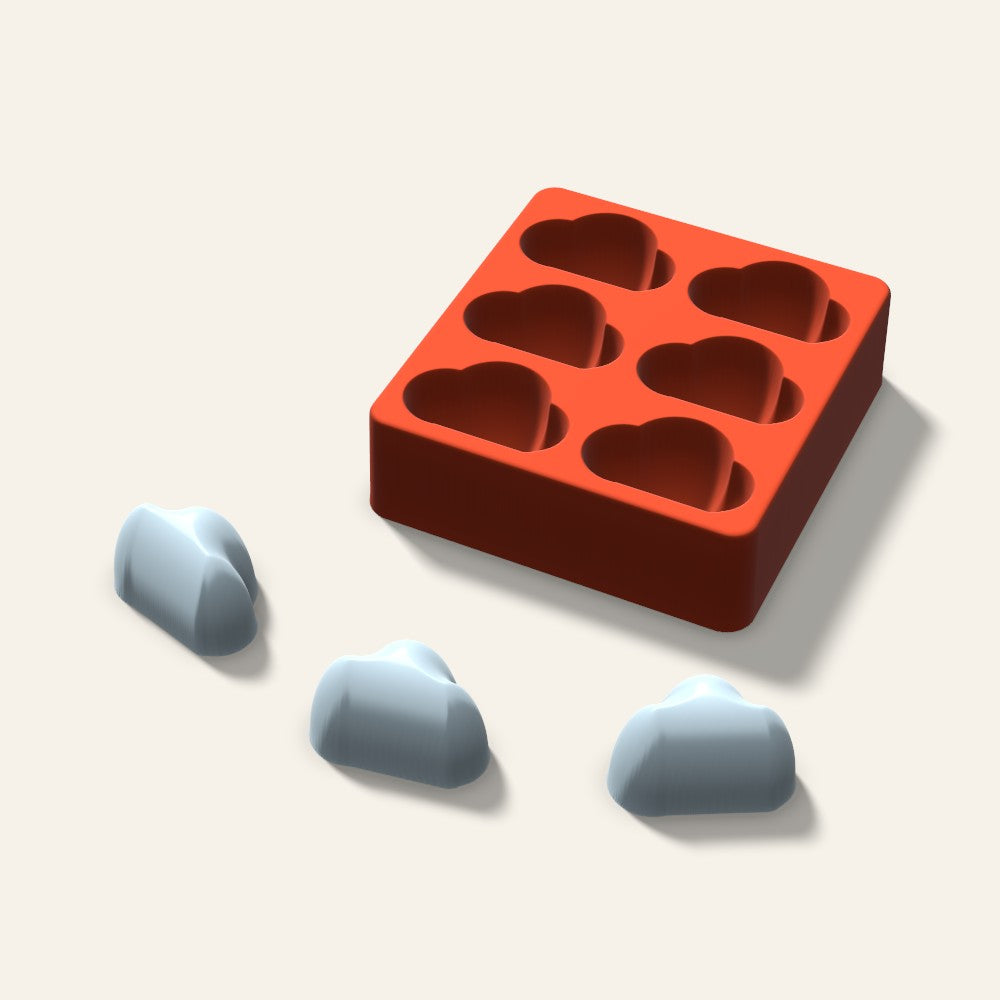Cloud Ice Mold, 2 Inch, 6 Cavity, 3D render