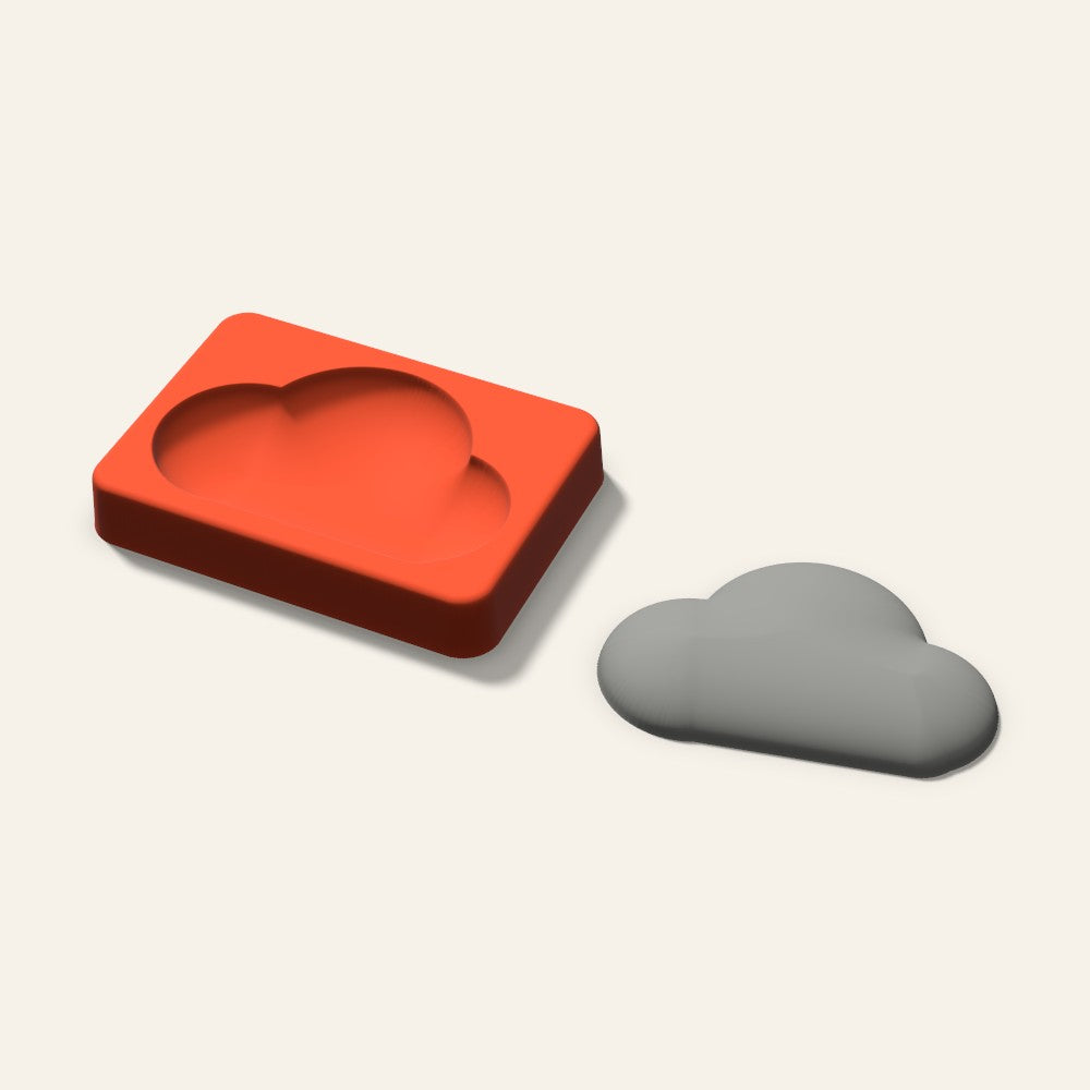Cloud Plaster Ornament Mold, 3.5 Inch, 3D render
