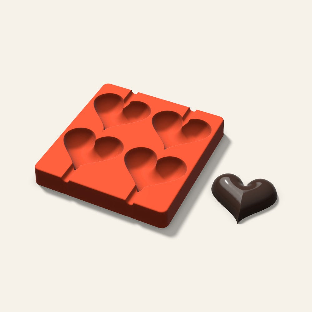 Puffy Heart Cakesicle Mold, 3 Inch, 4 Cavity, 3D render