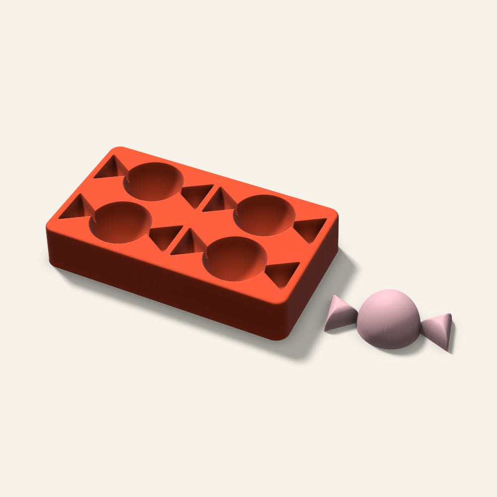 Wrapped Candy Soap Mold, 3 Inch, 4 Cavity, 3D render