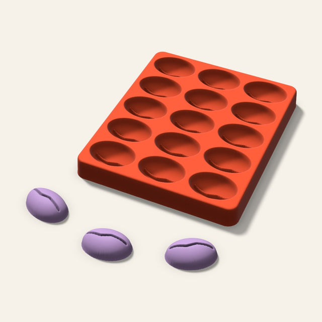Coffee Bean Wax Melt Mold, 1.5 Inch, 15 Cavity, 3D render