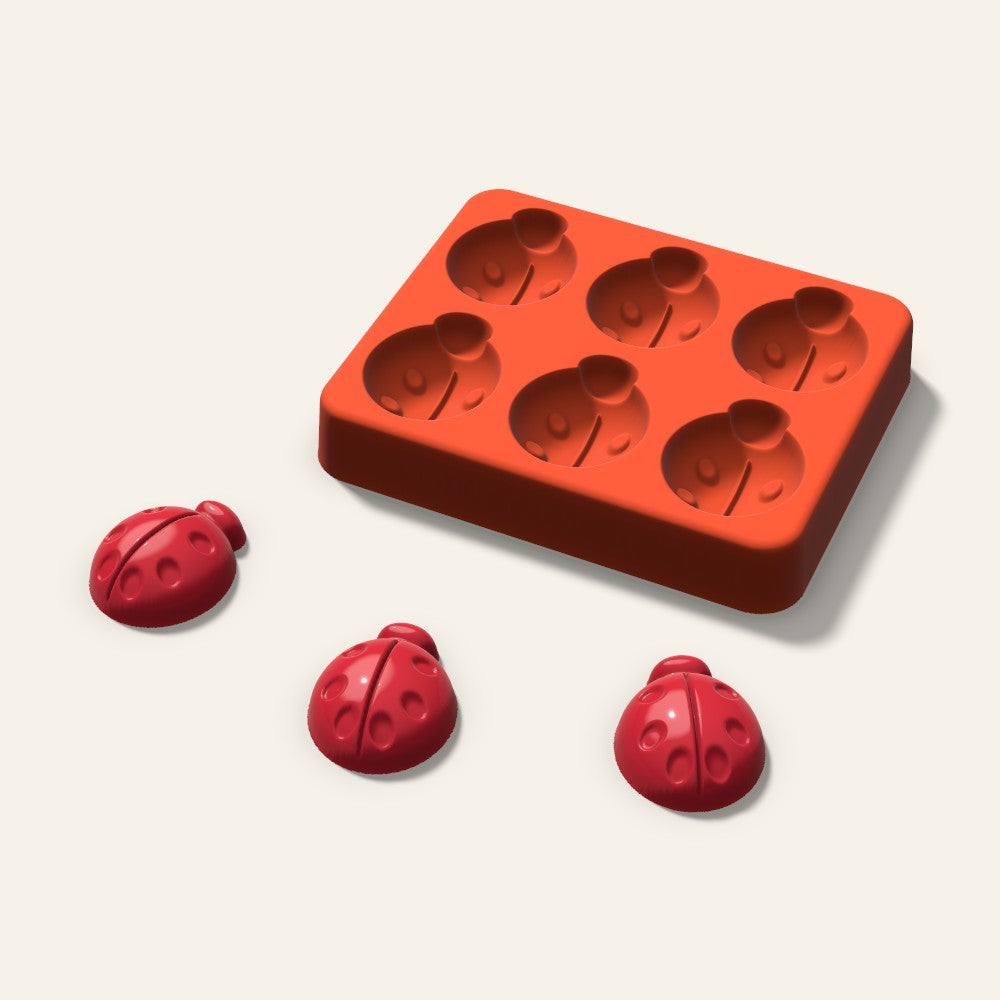 Ladybug Candy Mold, 1.25 Inch, 6 Cavity, 3D render