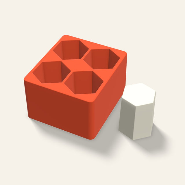 Hexagon Pillar Votive Candle Mold, 2.5 x 3 Inch, 4 Cavity, 3D render