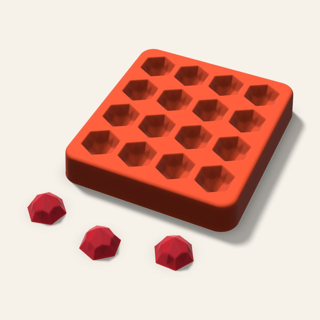 Hexagon Gem Candy Mold, 0.75 Inch, 16 Cavity, 3D render