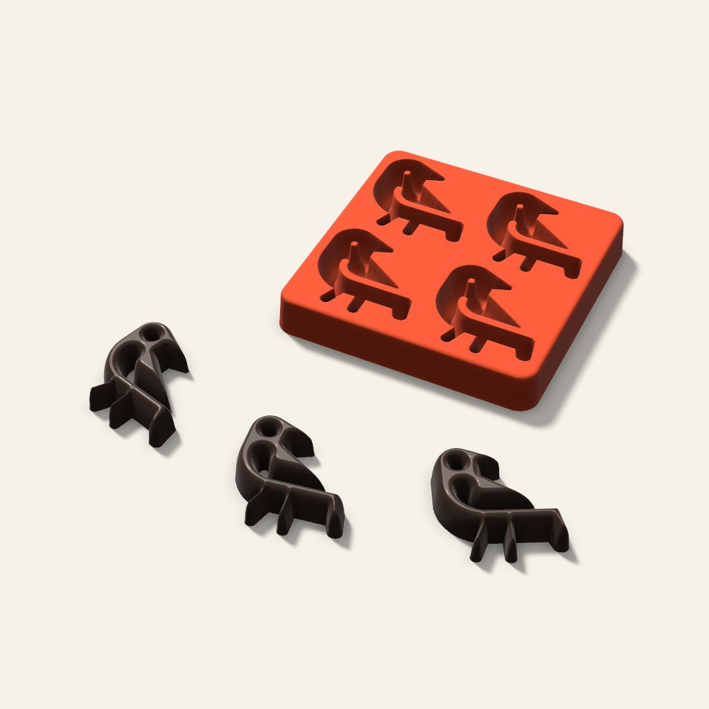 Bird Chocolate Mold, 2 Inch, 4 Cavity, 3D render