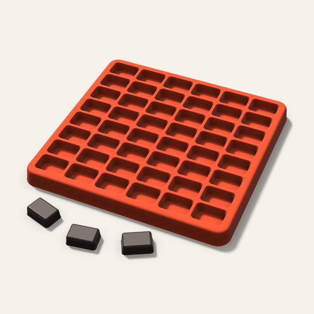 Rounded Rectangle Gummy Mold, 0.75 Inch, 48 Cavity, 3D render