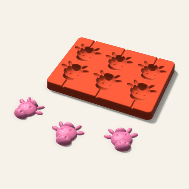 Cow Lollipop Mold, 2 Inch, 6 Cavity, 3D render