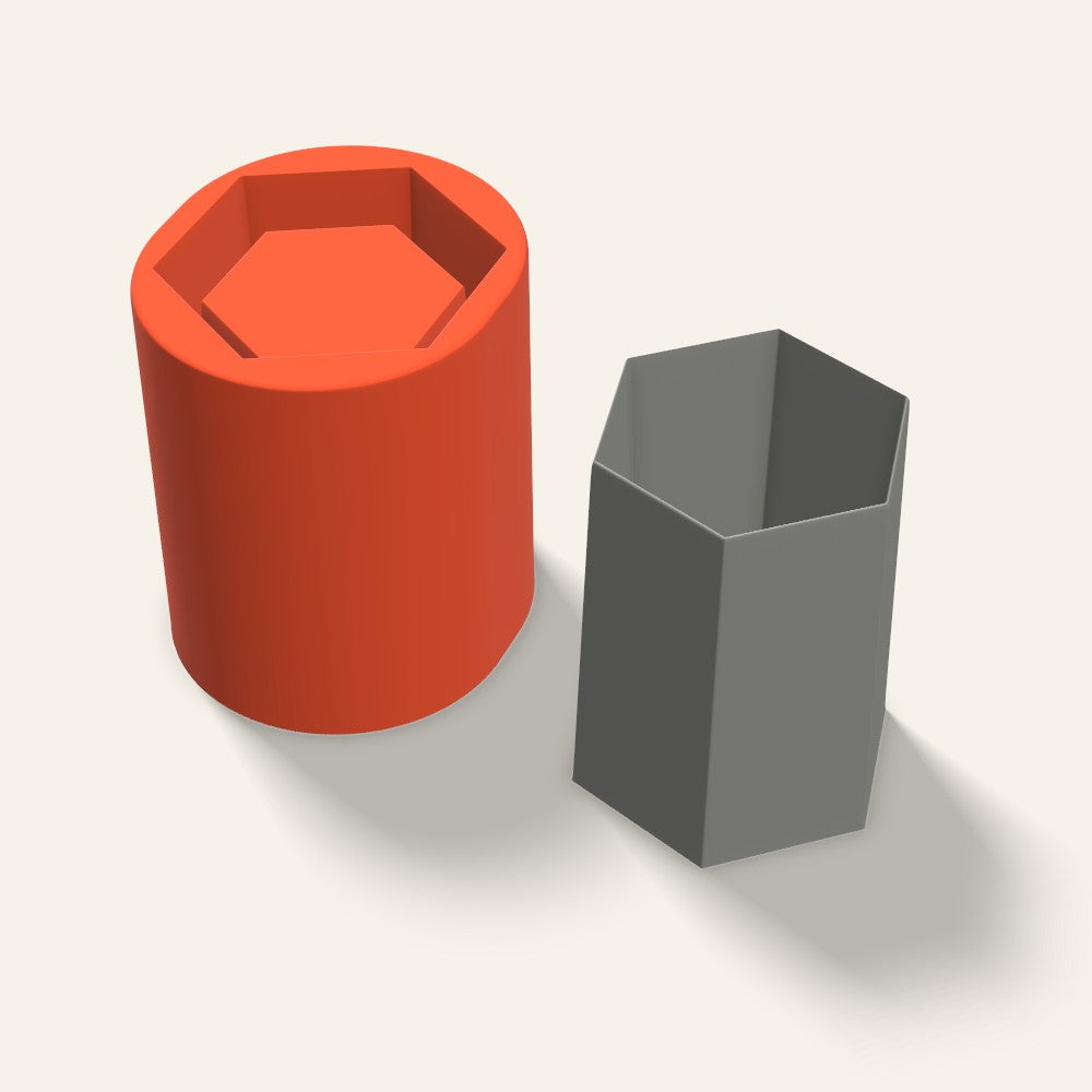 Hexagon Concrete Pen Cup Mold, 3.5 Inch, 3D render