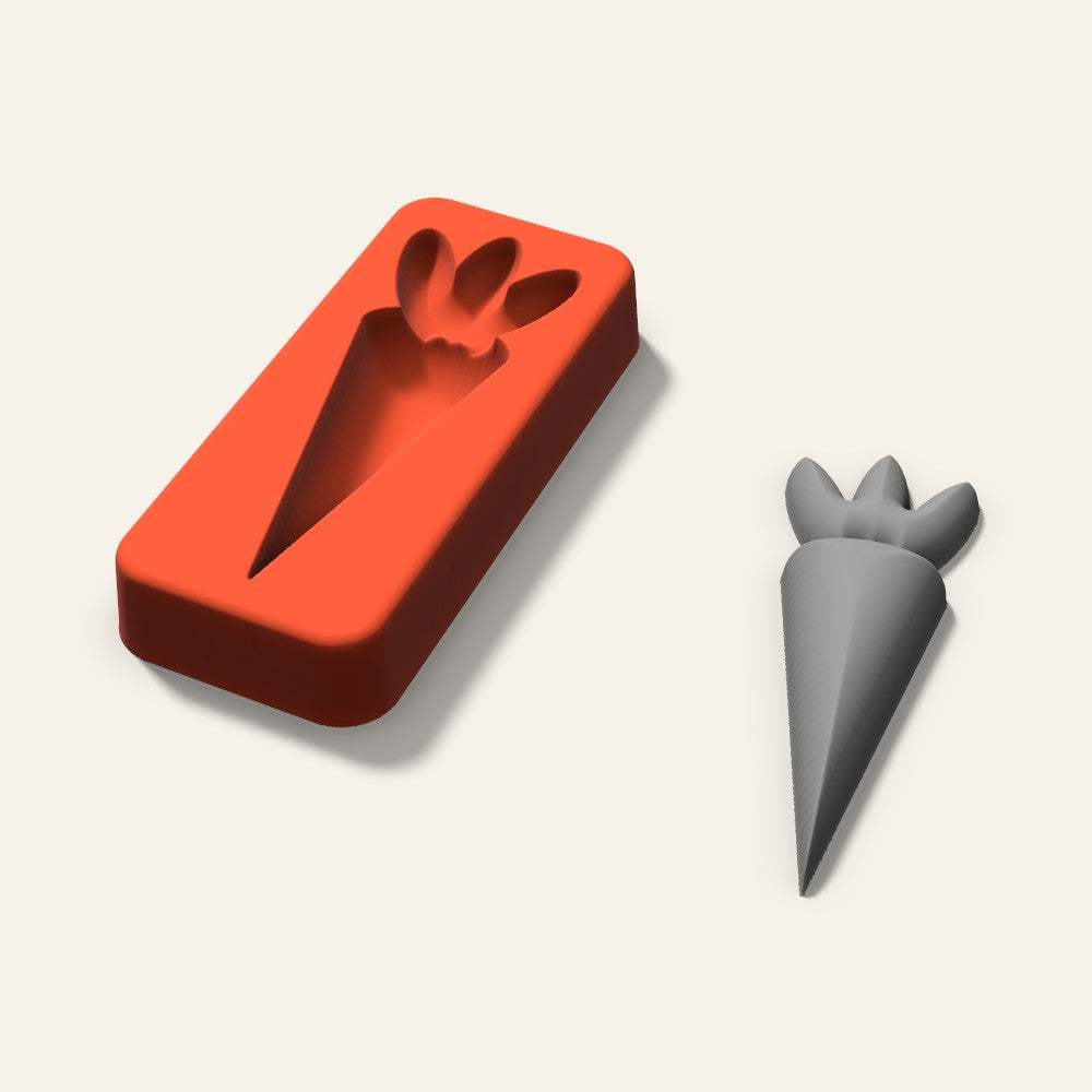 Carrot Plaster Ornament Mold, 3.5 Inch, 3D render