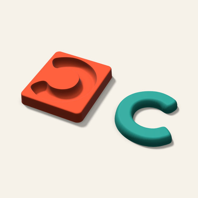 Letter C Freshie Mold, 4 Inch, 3D render