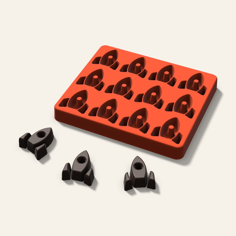 Rocket Chocolate Mold, 1.5 Inch, 12 Cavity, 3D render
