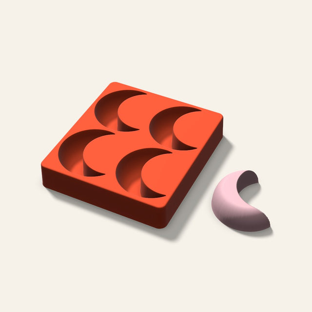 Crescent Moon Soap Mold, 3 Inch, 4 Cavity, 3D render