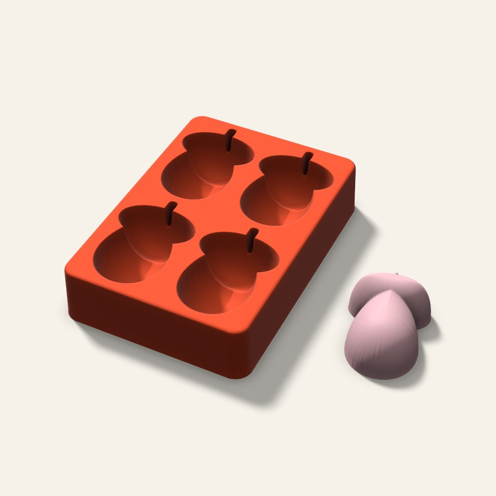 Acorn Soap Mold, 2.5 Inch, 4 Cavity, 3D render