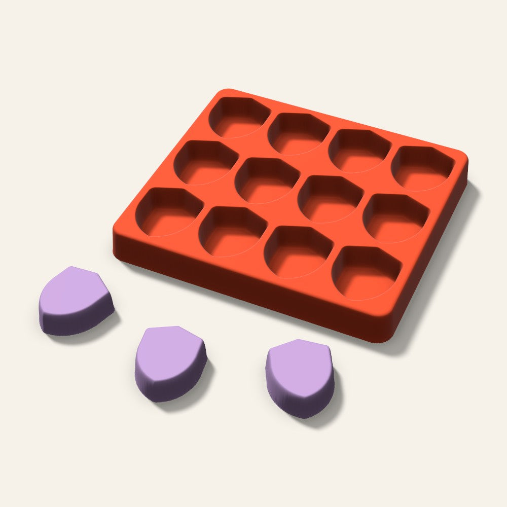 Shield Wax Melt Mold, 1.5 Inch, 12 Cavity, 3D render