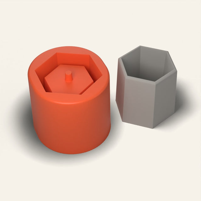 Hexagon Concrete Planter Mold, 2.5 Inch, 3D render
