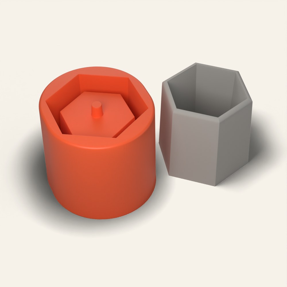 Hexagon Concrete Planter Mold, 3.5 Inch, 3D render