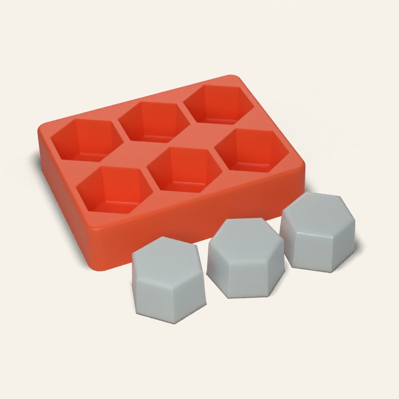 Hexagon Ice Mold, 6 Cavity