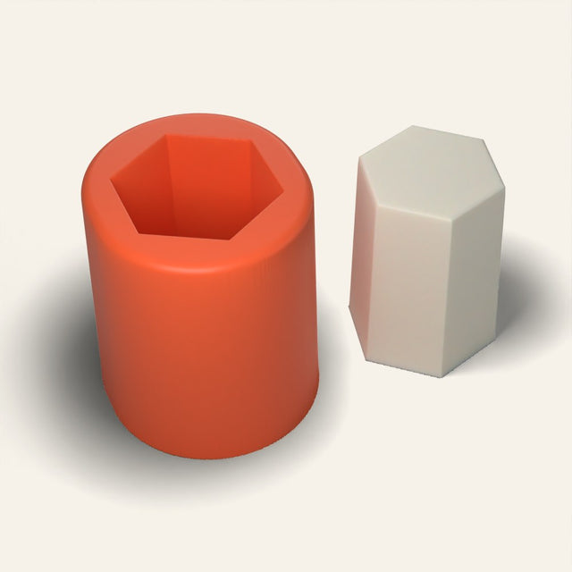 Hexagon Pillar Candle Mold, 1.5 x 2 Inch, 3D render