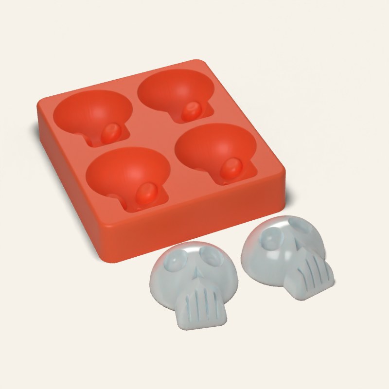 Skull Ice Mold, 4 Cavity