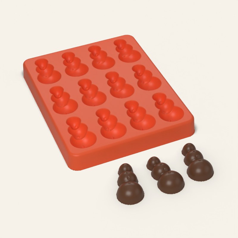 Snowman Candy Mold, 12 Cavity